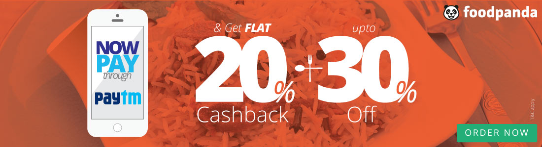 Foodpanda : Get Upto 30% Off + Extra 20% Cash Back Foodpanda : Get Upto 30% Off + Extra 20% Cash Back